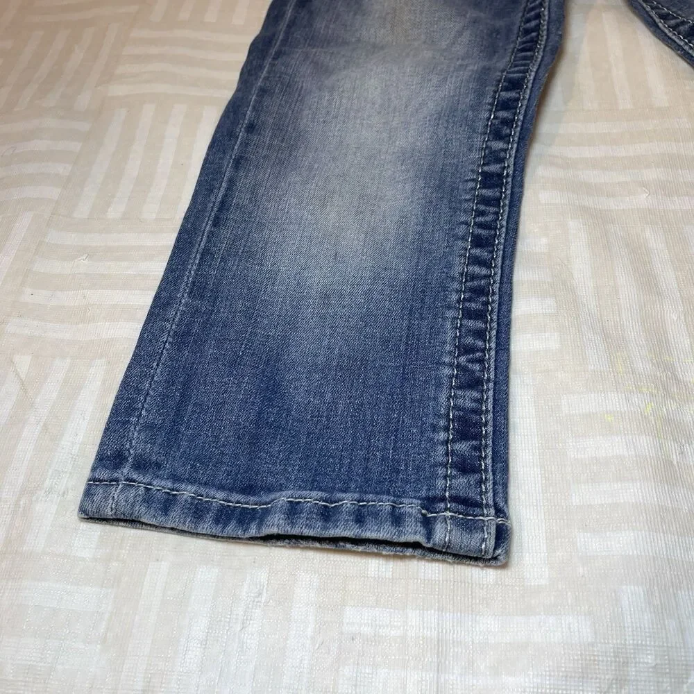 Miss Me Girls JK7031P Cuffed Capri Blue Denim Stretch Jeans Size 10